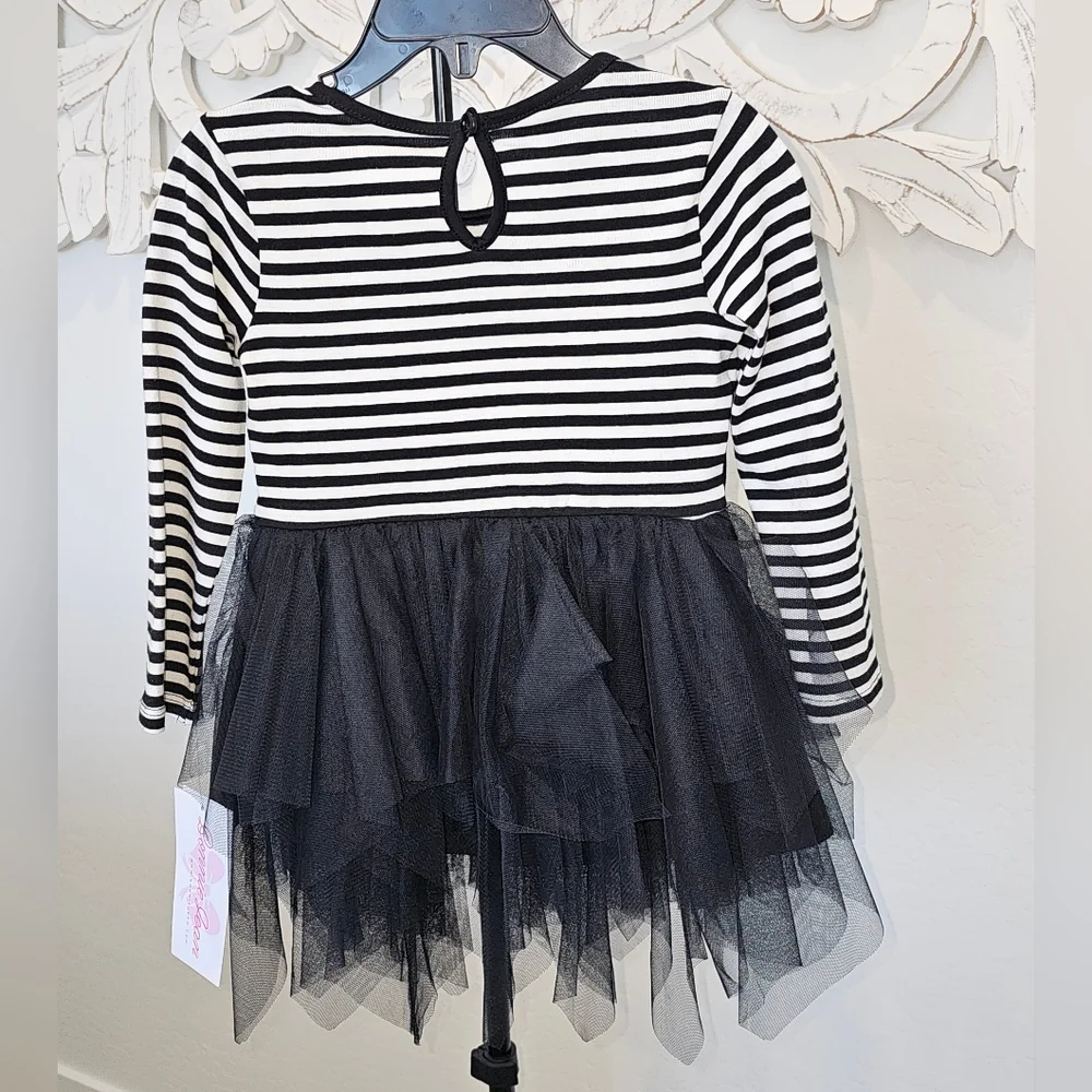 NWT Bonnie Jean Black & White Cat Tulle Legging Set - ADORABLE! Girls Size 2T